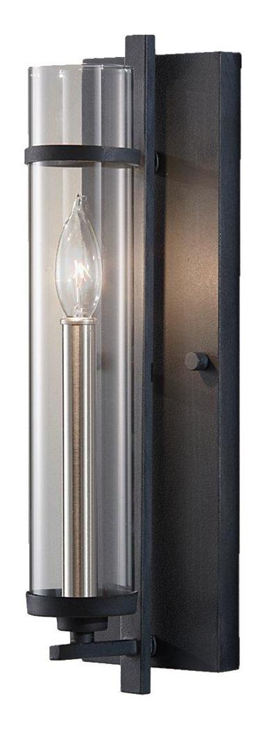 One Light Clear Glass Antique Forged Iron/Brushed Steel Wall Light by Generation Lighting