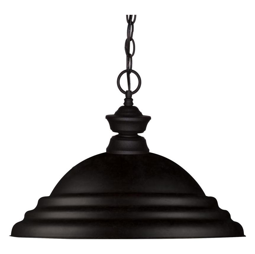 Matte Black  1 Light Pendant with Stepped Matte Black Metal Shade by Z-Lite