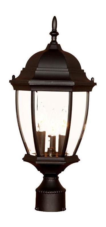 Three Light Matte Black Post Light by Acclaim Lighting