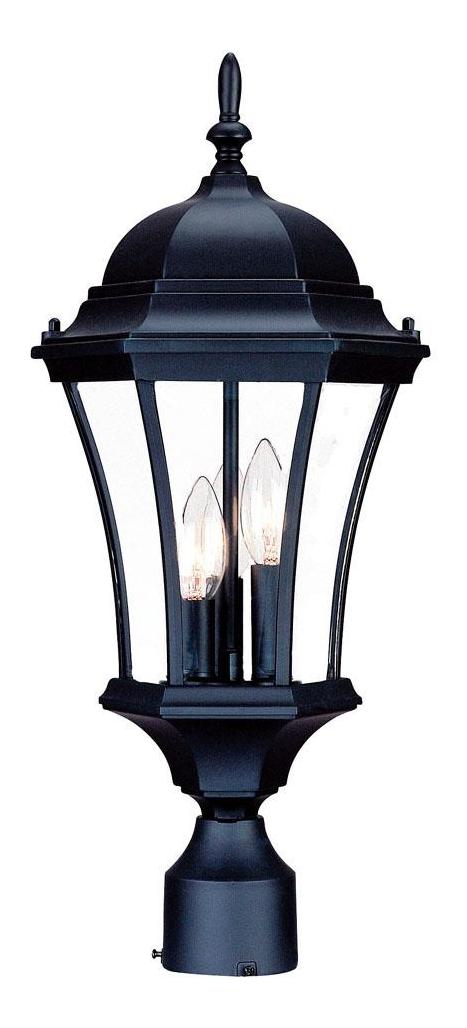 Three Light Matte Black Post Light by Acclaim Lighting