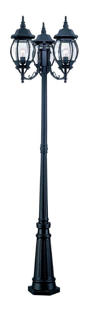 Three Light Matte Black Post Light by Acclaim Lighting