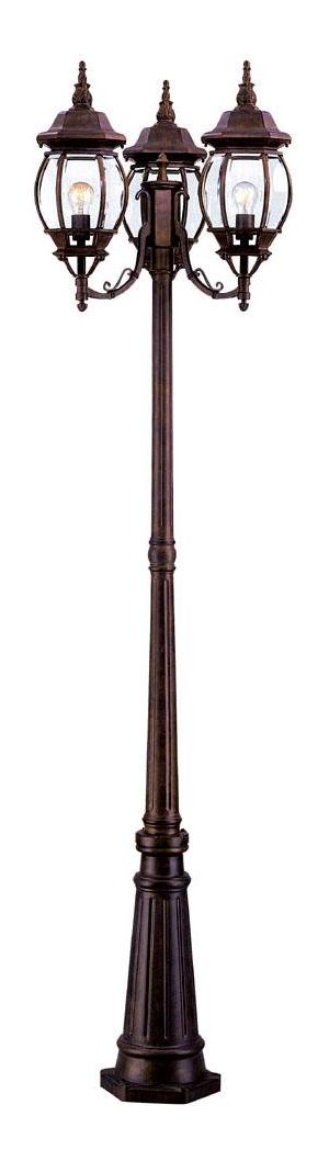 Three Light Burled Walnut Post Light by Acclaim Lighting