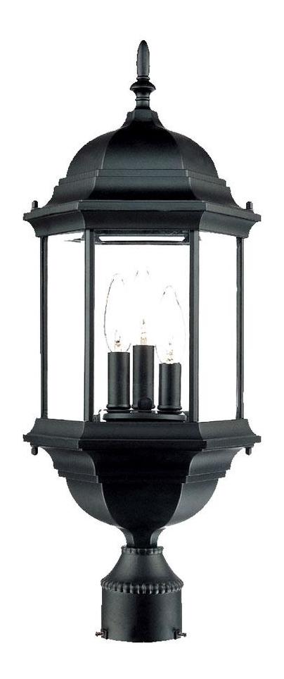 Three Light Matte Black Post Light by Acclaim Lighting