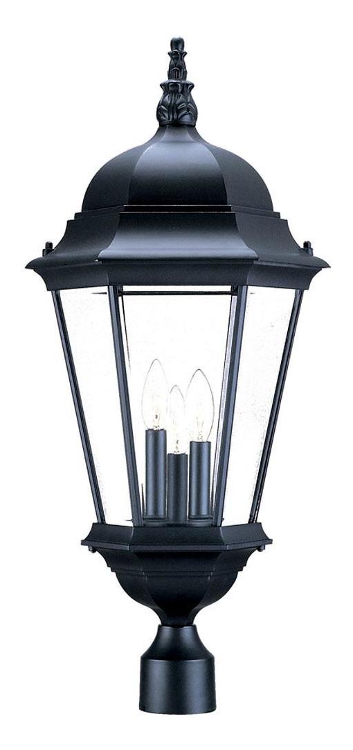 Three Light Matte Black Post Light by Acclaim Lighting