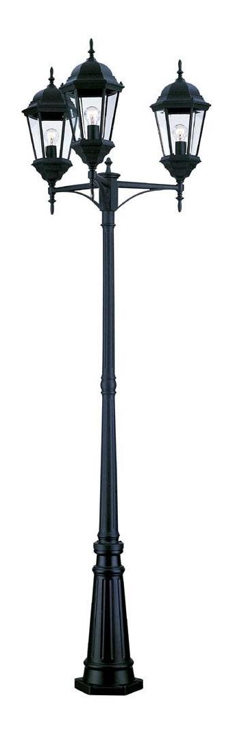 Three Light Matte Black Post Light by Acclaim Lighting