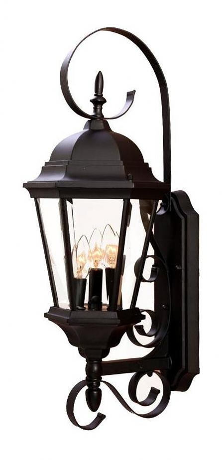 Three Light Matte Black Wall Lantern by Acclaim Lighting