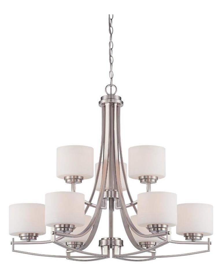 Satin Platinum  9 Light 2 Tier Chandelier - 120in. Chain Included 32in. Wide by Designers Fountain