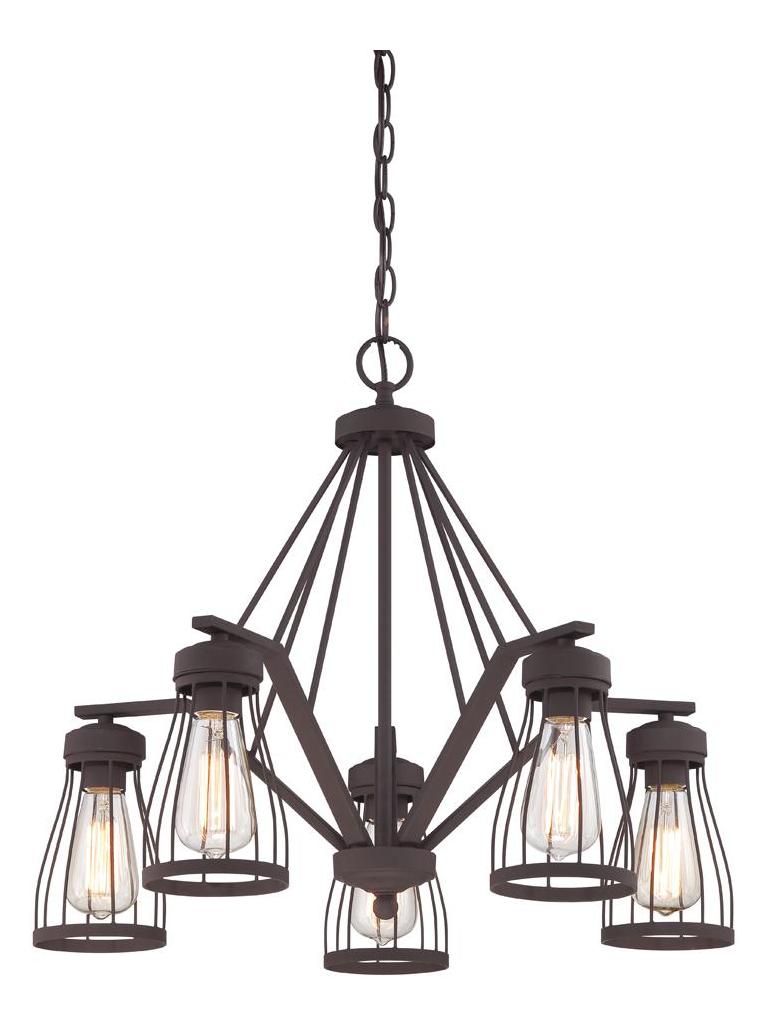 Bronze  5 Light 1 Tier Chandelier - 36in. Chain Included 25in. Wide by Designers Fountain