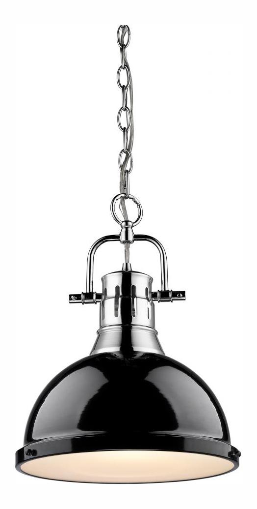 1 Light Pendant With Black Finish by Golden