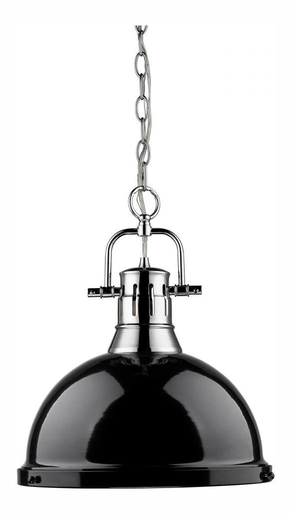 1 Light Pendant With Black Finish