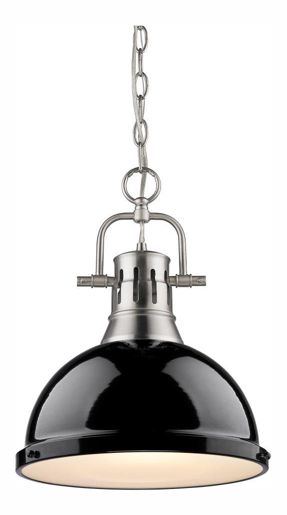 1 Light Pendant With Black Shades And Pewter Finish by Golden