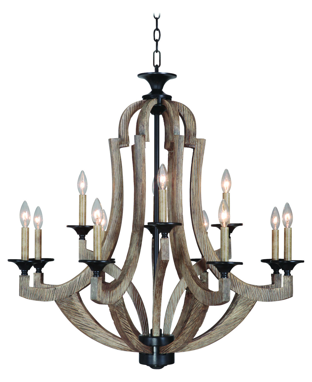 12 Light Chandelier in Weathered Pine/Bronze by Craftmade