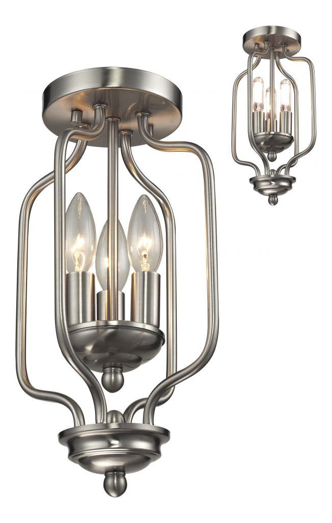 Brushed Nickel  3 Light Flush Mount Ceiling Fixture by Z-Lite