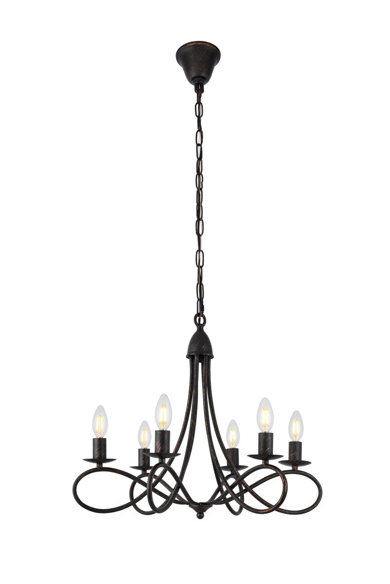 6 light Dark Bronze Pendant by Urban Classic