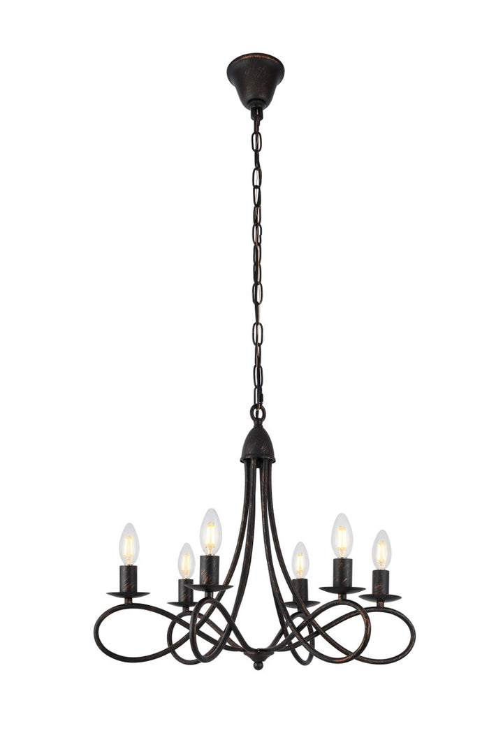 6 light Dark Bronze Pendant by Urban Classic