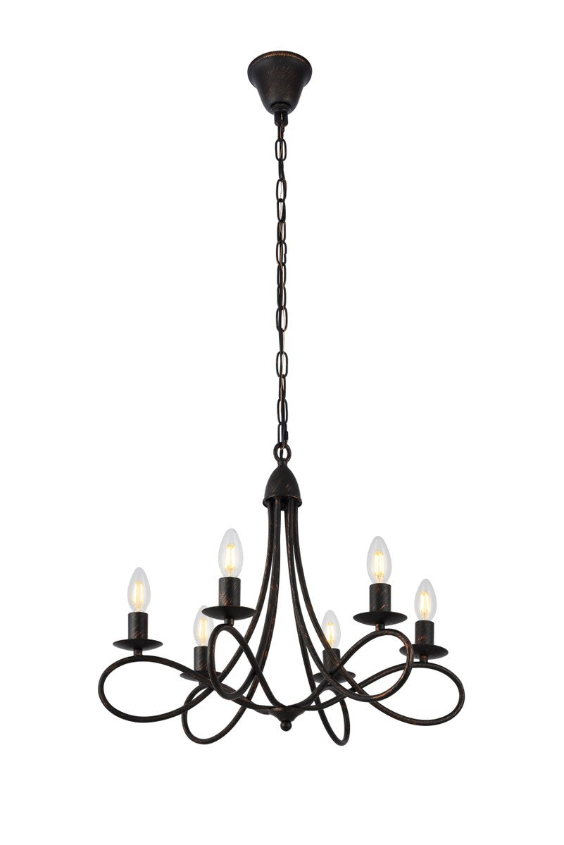6 light Dark Bronze Pendant