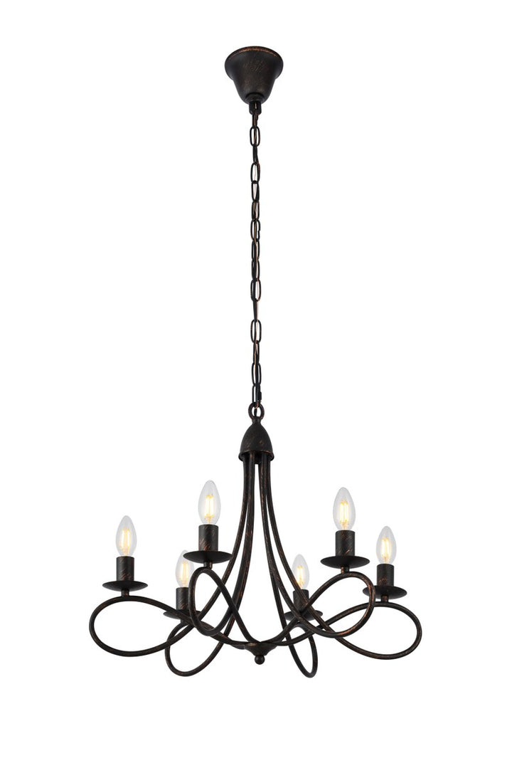 6 light Dark Bronze Pendant