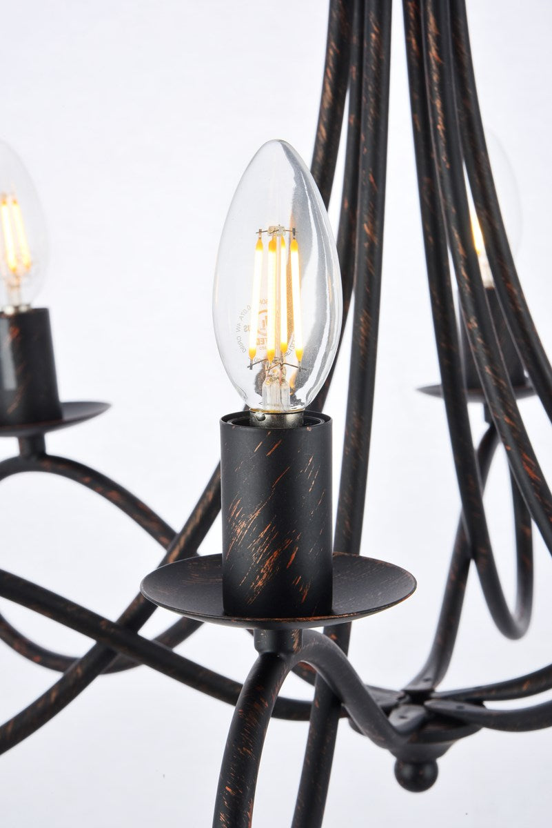 6 light Dark Bronze Pendant