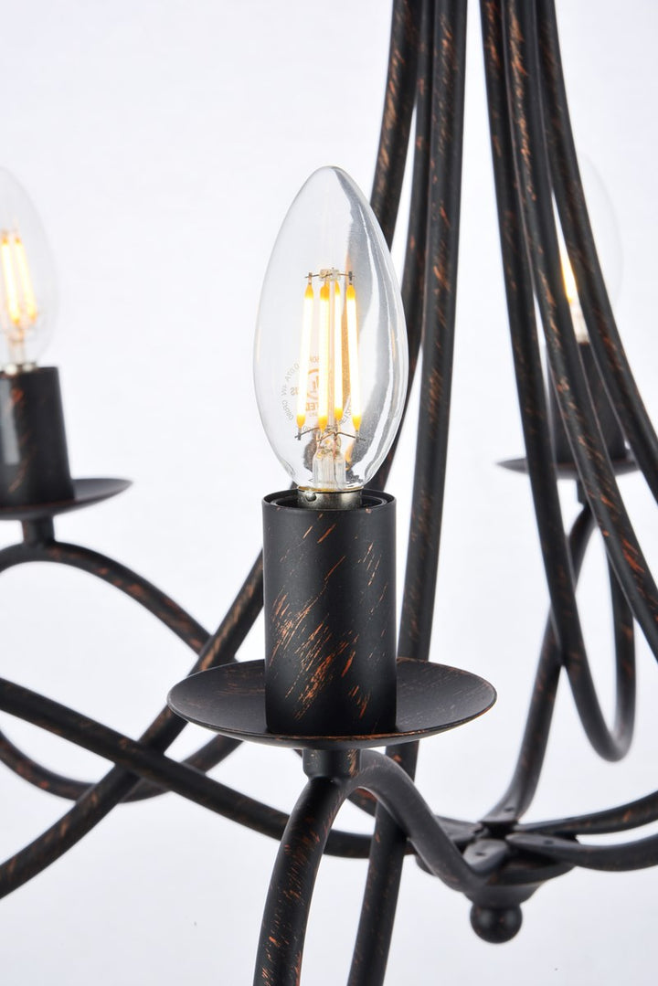 6 light Dark Bronze Pendant