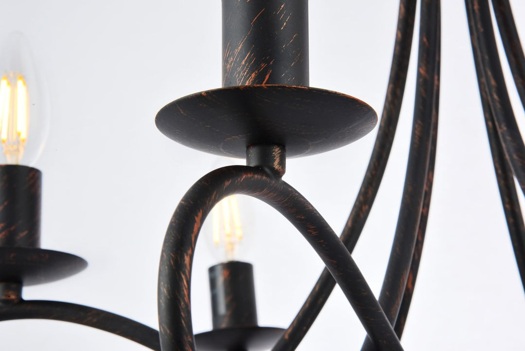 6 light Dark Bronze Pendant