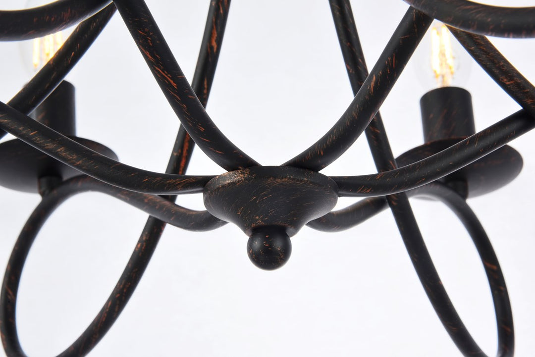 6 light Dark Bronze Pendant