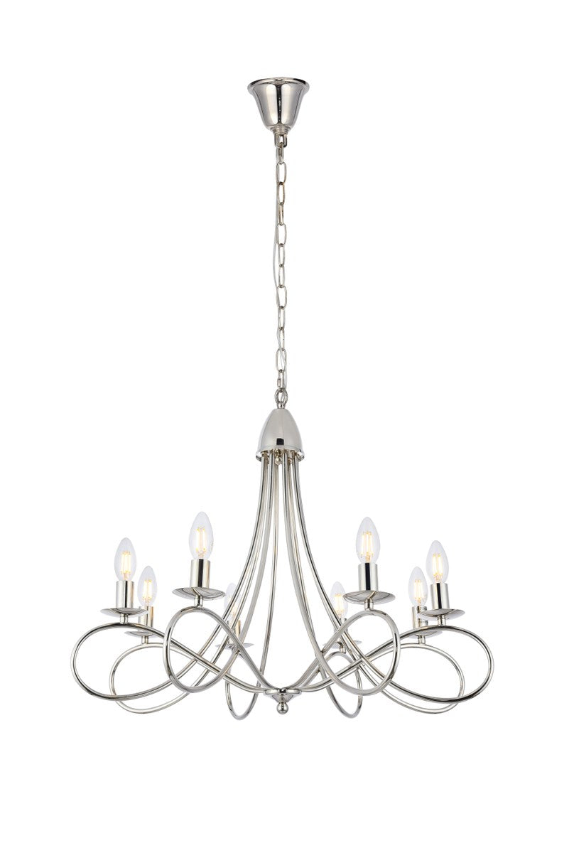 8 light polished Nickel Pendant