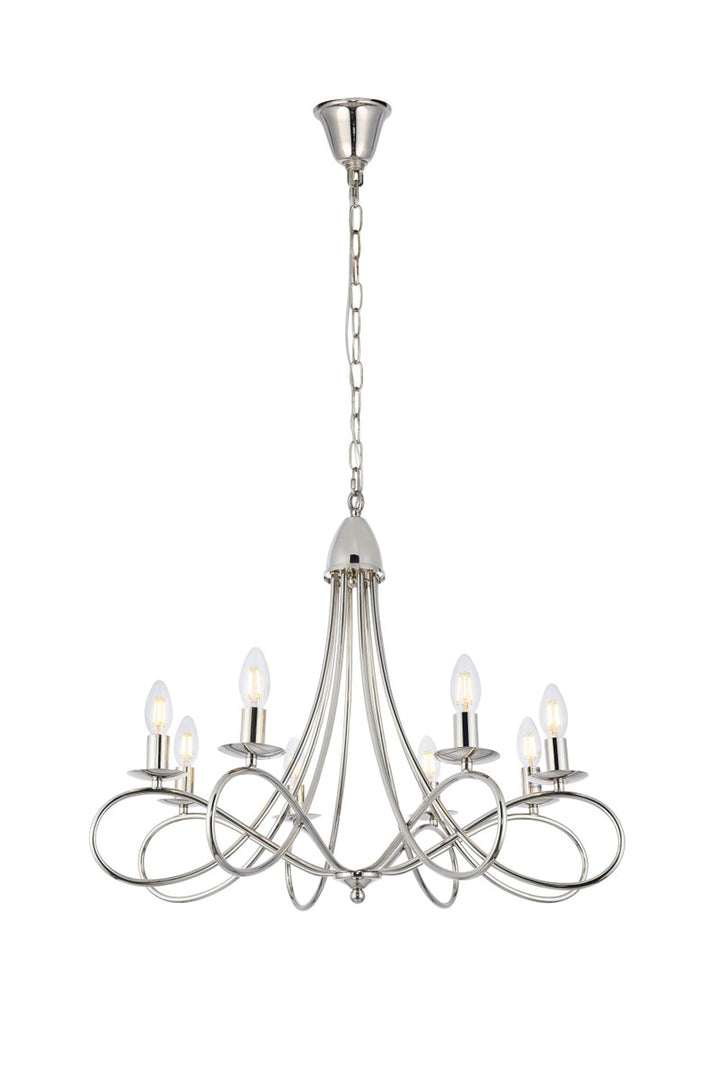 8 light polished Nickel Pendant
