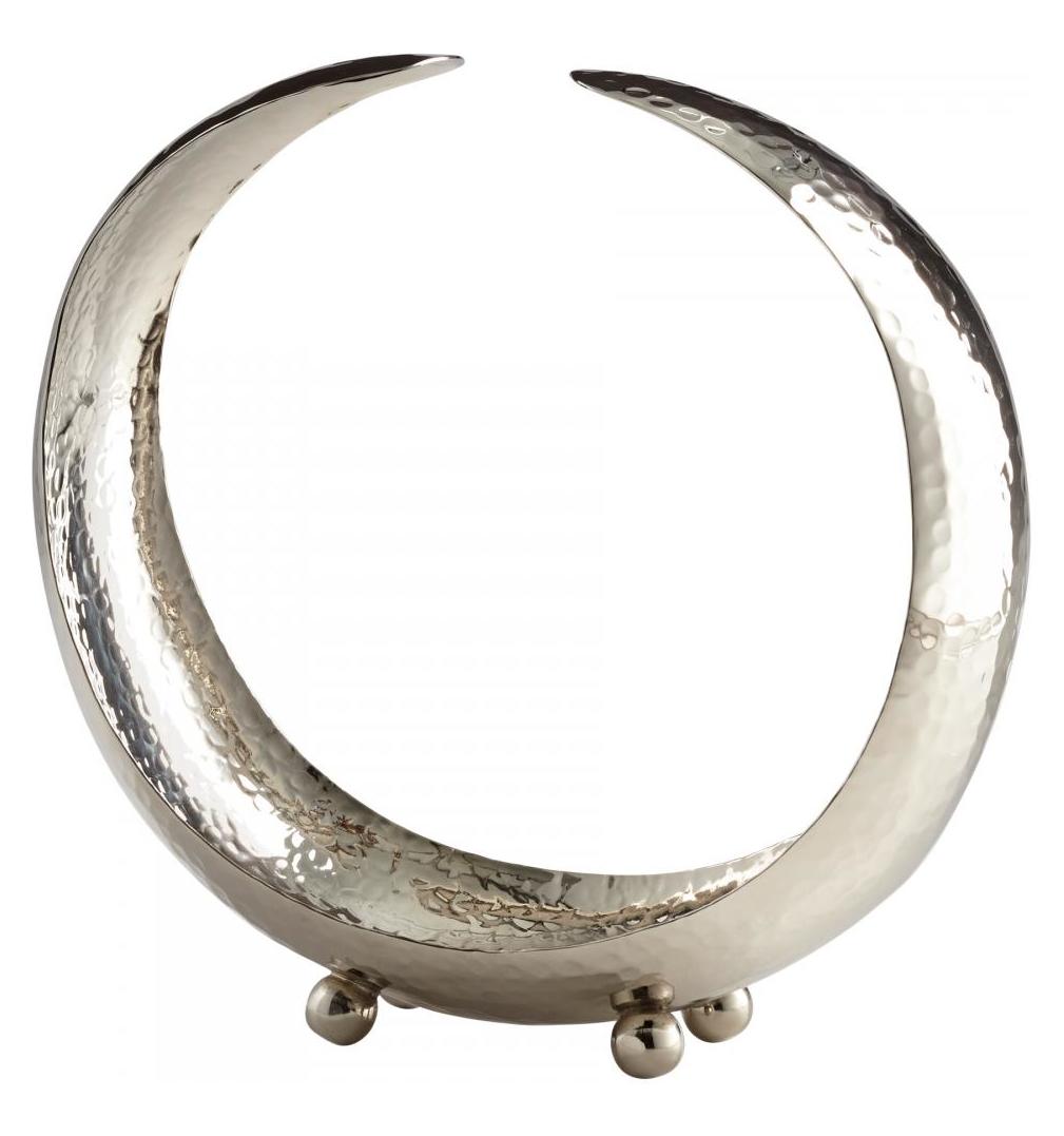 Nickel Crescent 14 Inch Wide Brass Tray Made in India by Cyan Designs