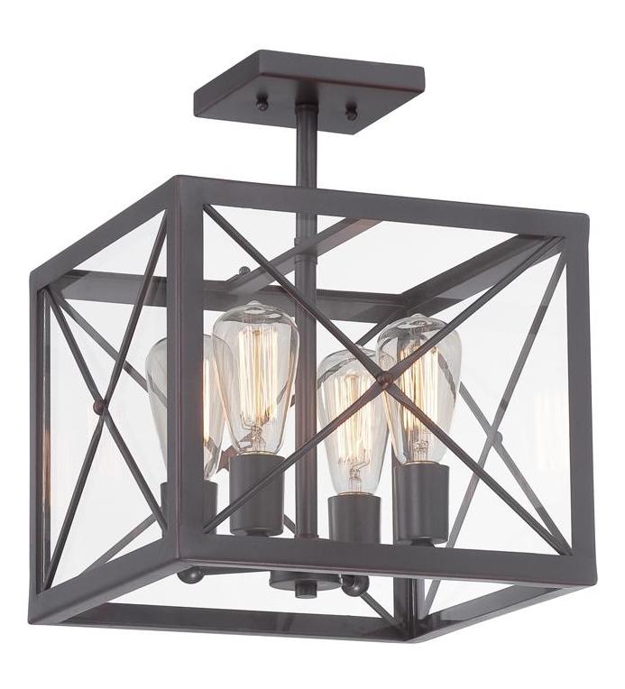 Satin Bronze  4 Light Semi-Flush Ceiling Fixture by Designers Fountain