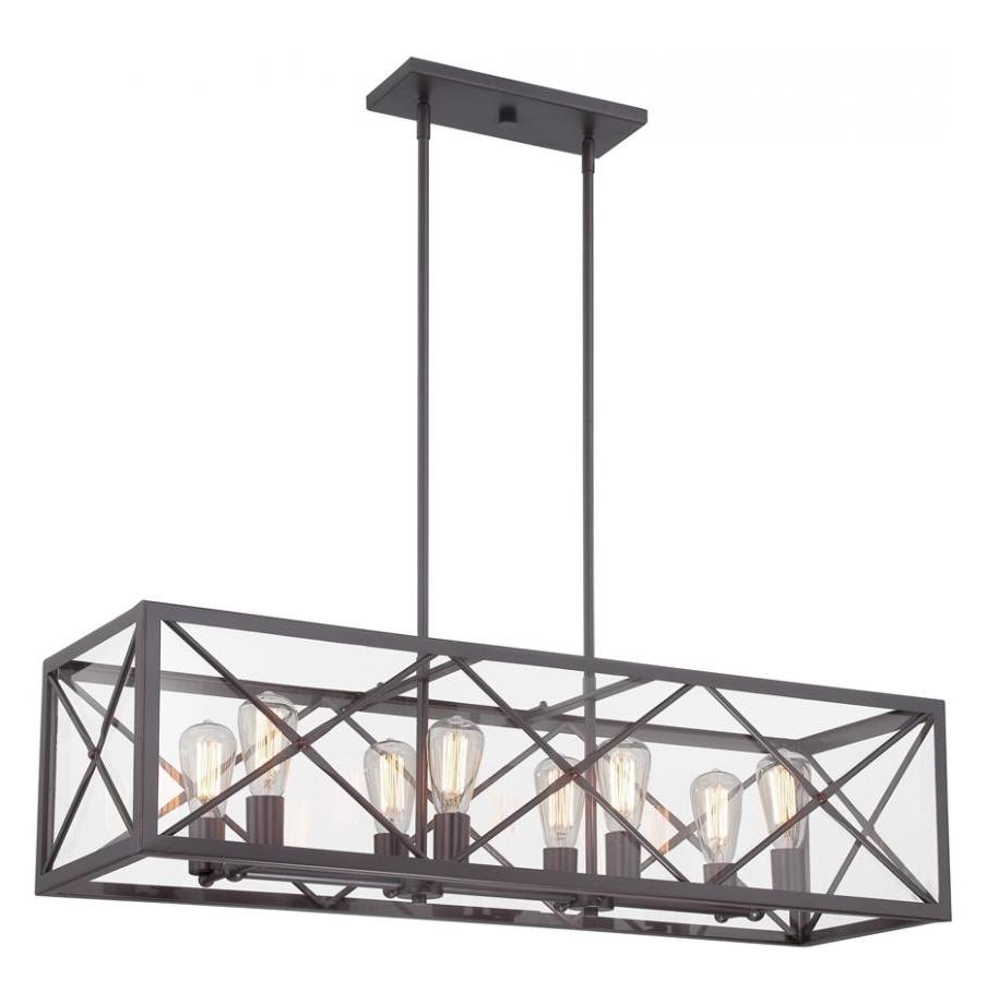 Satin Bronze  8 Light 1 Tier Linear Chandelier by Designers Fountain