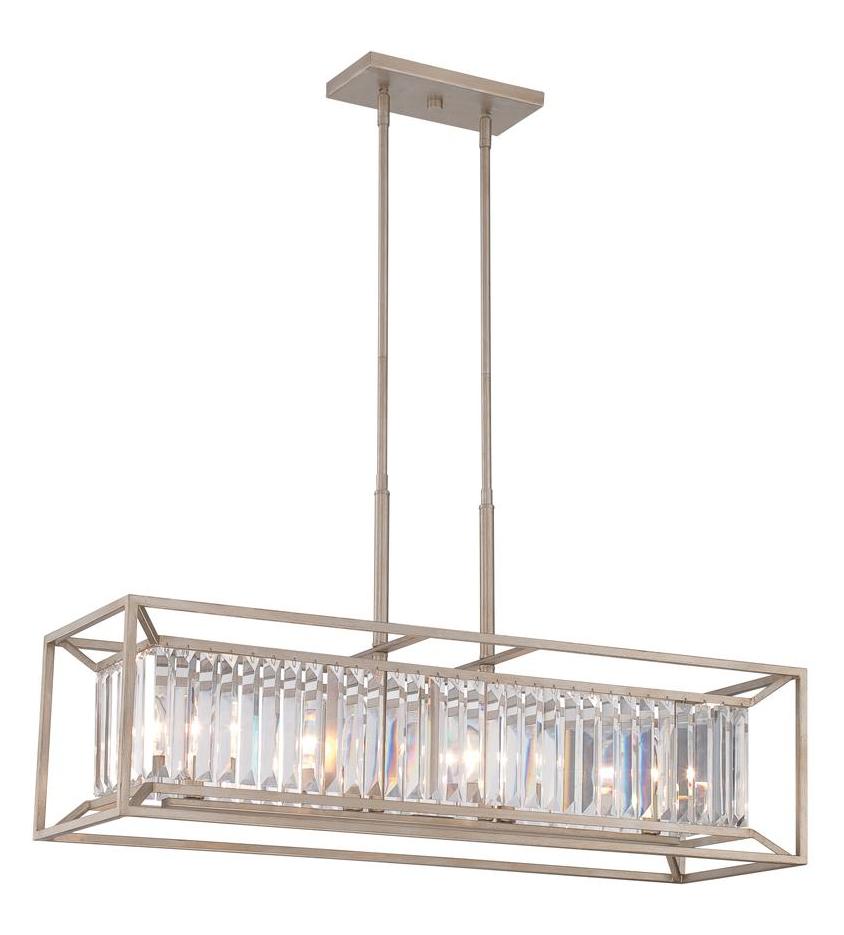 Aged Platinum  4 Light 1 Tier Linear Chandelier by Designers Fountain
