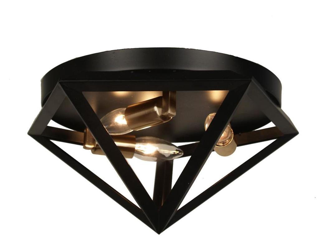 3 Light Flush Mount With Matte Black Finish by Dainolite