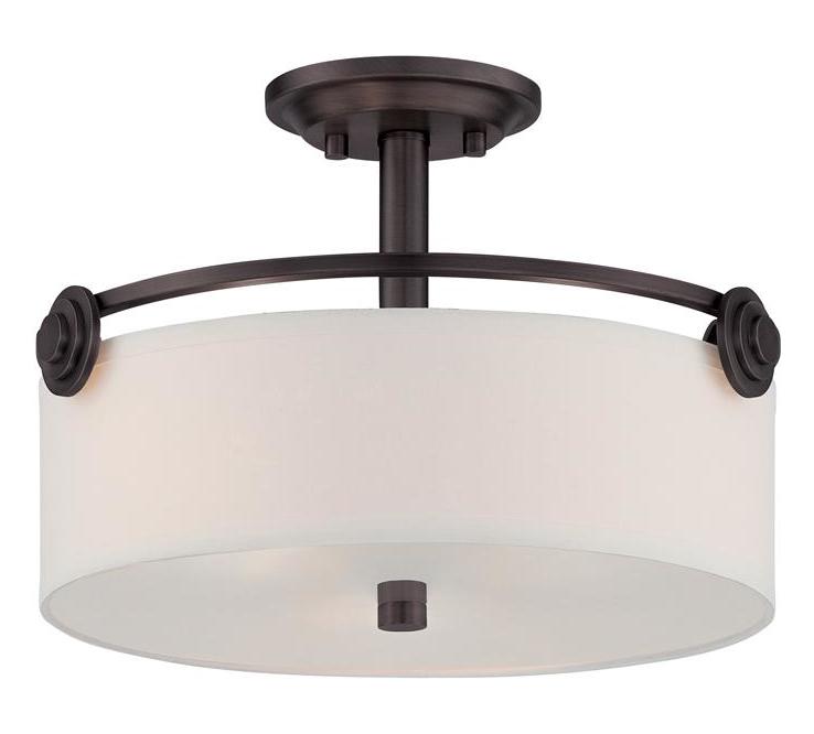 3 Light Semi-Flush Mount Ceiling Fixture With Blown Hammered Glass Shade by Designers Fountain