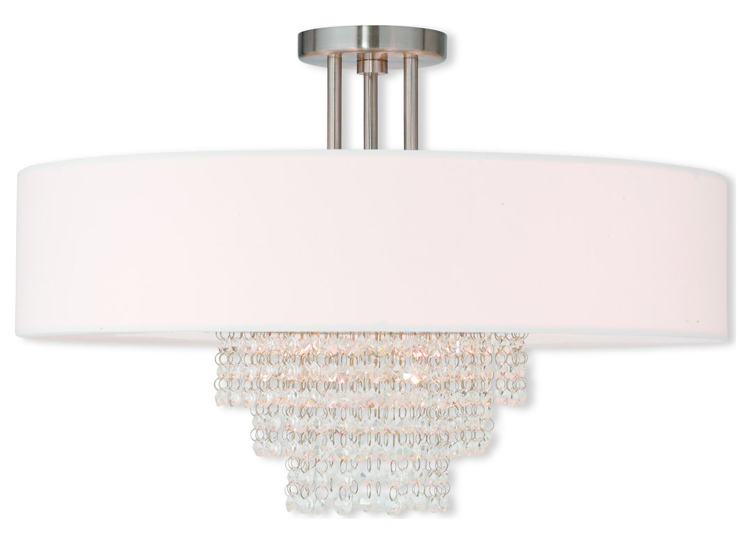 Brushed Nickel  5 Light Semi Flush Ceiling Fixture by Livex Lighting