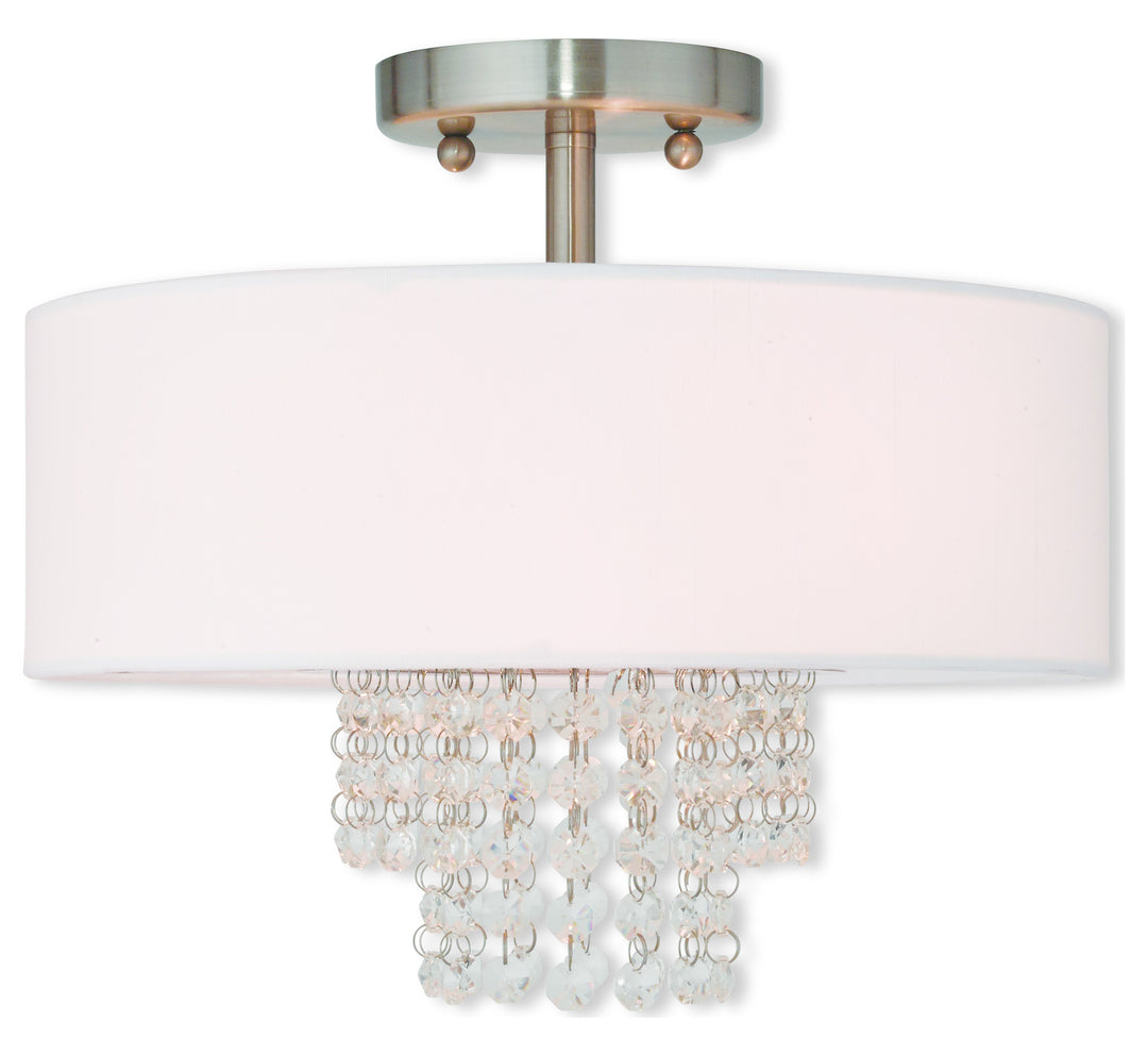 Brushed Nickel  2 Light Semi Flush Ceiling Fixture by Livex Lighting