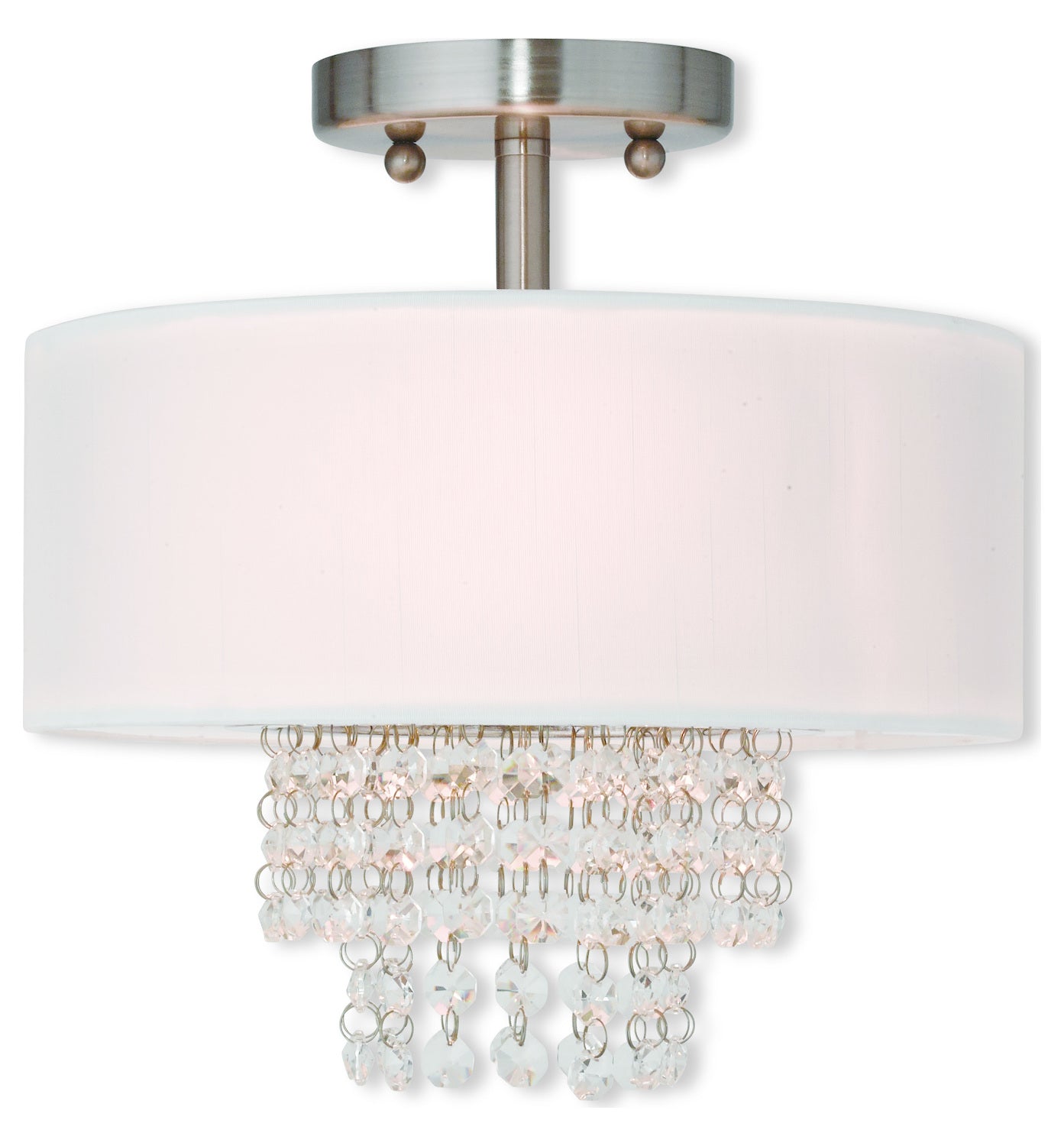 Brushed Nickel  2 Light Semi Flush Ceiling Fixture by Livex Lighting