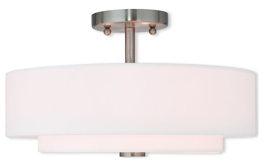 Brushed Nickel  3 Light Semi Flush Ceiling Fixture by Livex Lighting