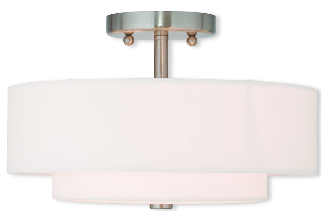 Brushed Nickel  2 Light Semi Flush Ceiling Fixture by Livex Lighting