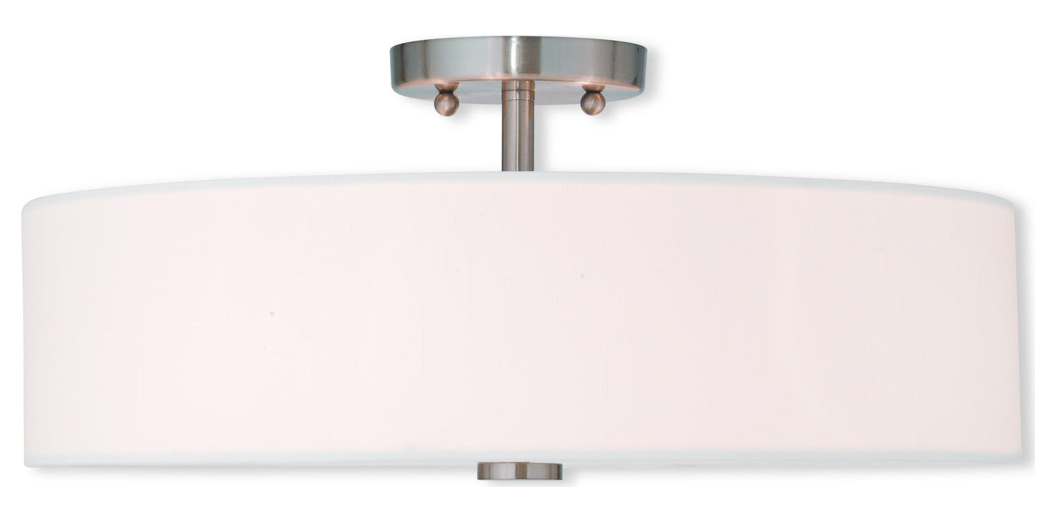 Brushed Nickel  4 Light Semi Flush Ceiling Fixture by Livex Lighting