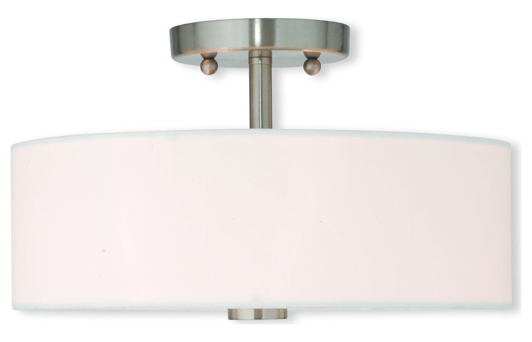 Brushed Nickel  2 Light Semi Flush Ceiling Fixture by Livex Lighting