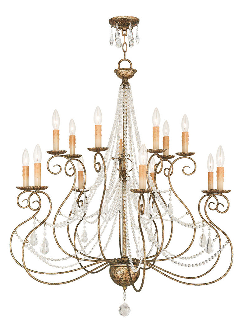 Hand Applied European Bronze  14 Light 2 Tier Chandelier by Livex Lighting