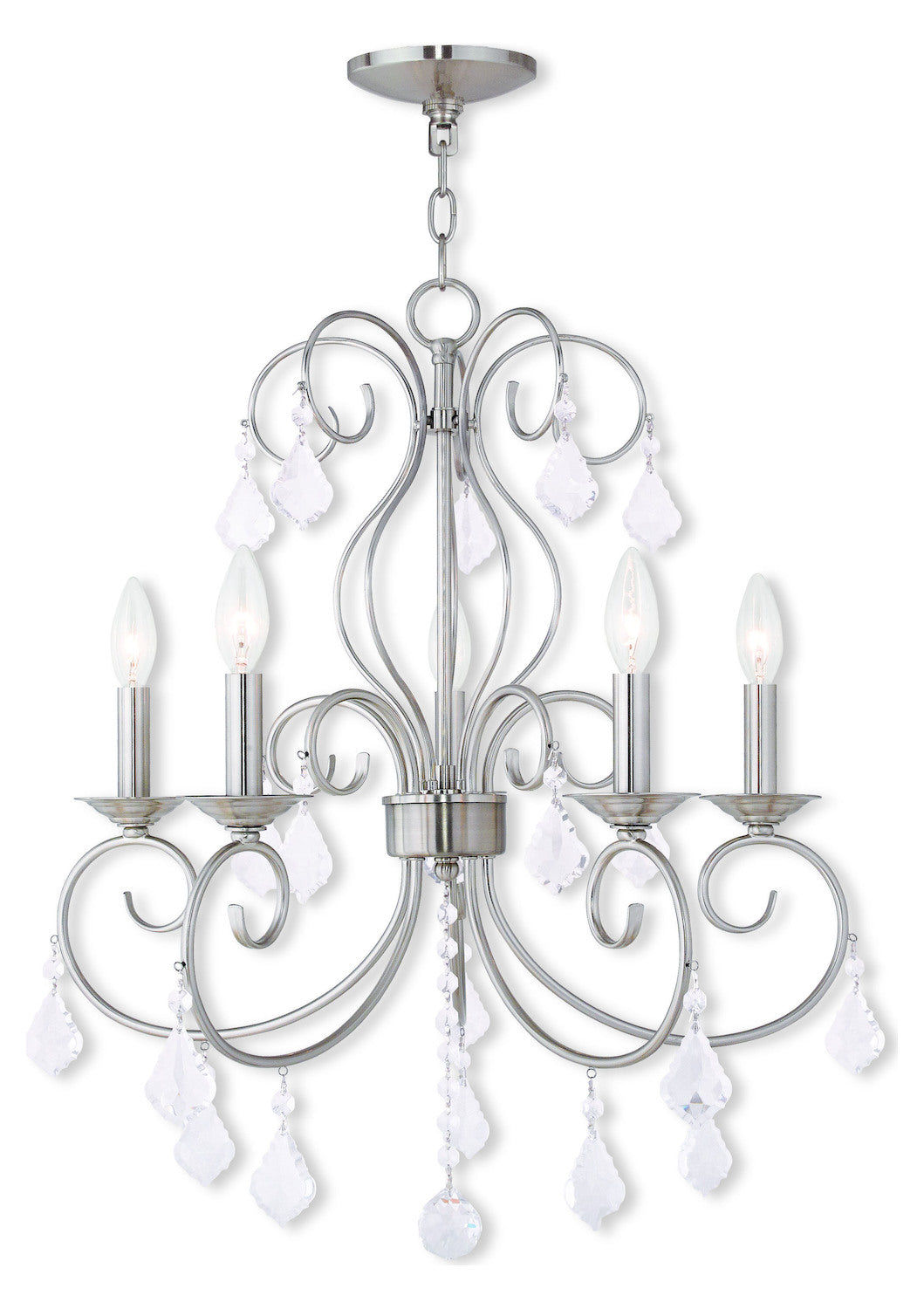 Brushed Nickel  5 Light 1 Tier Chandelier by Livex Lighting