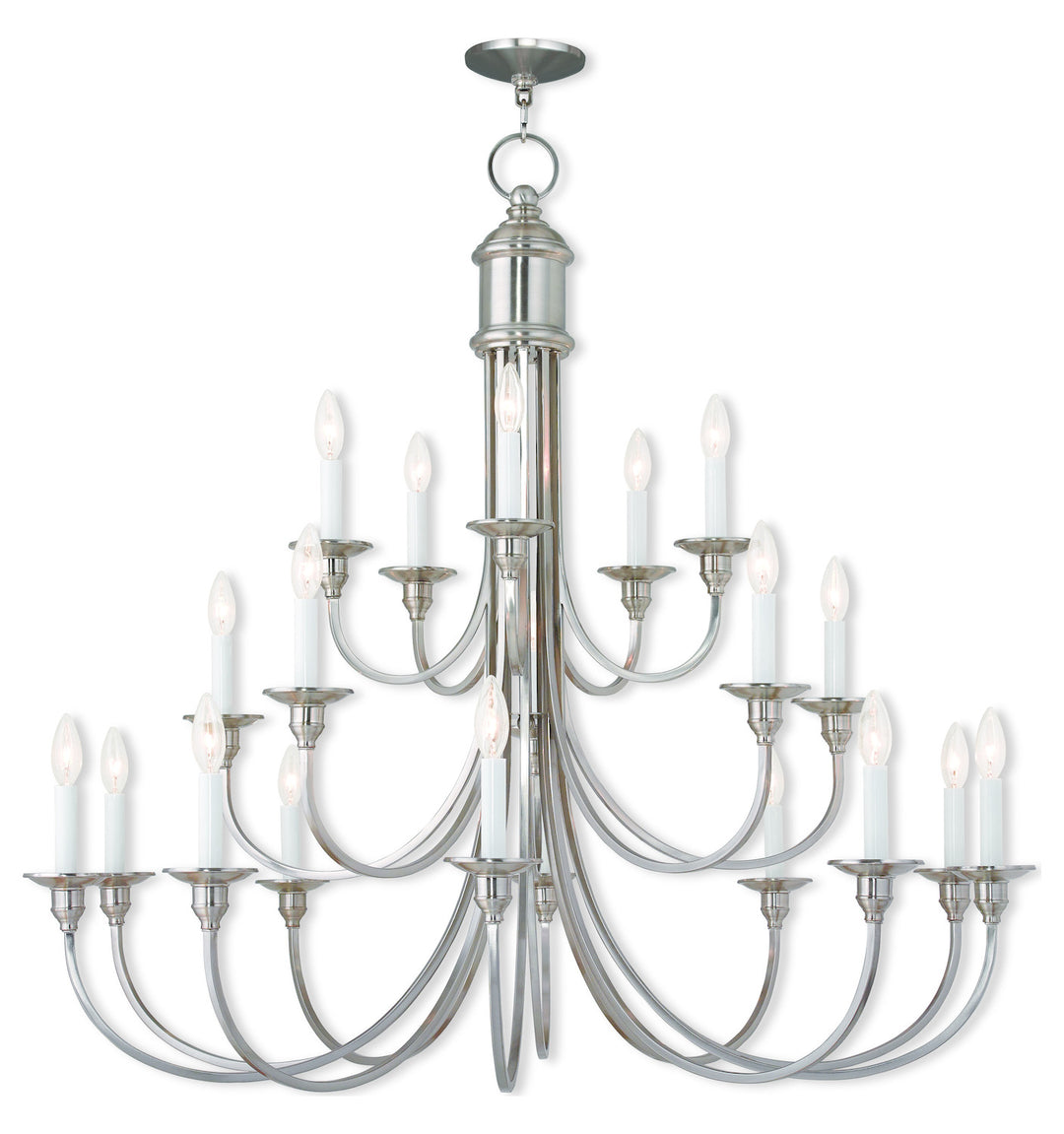 20 Light Brushed Nickel Foyer Chandelier by Livex Lighting