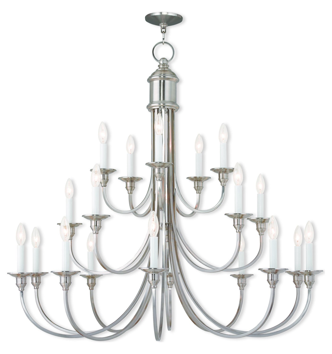 20 Light Brushed Nickel Foyer Chandelier by Livex Lighting