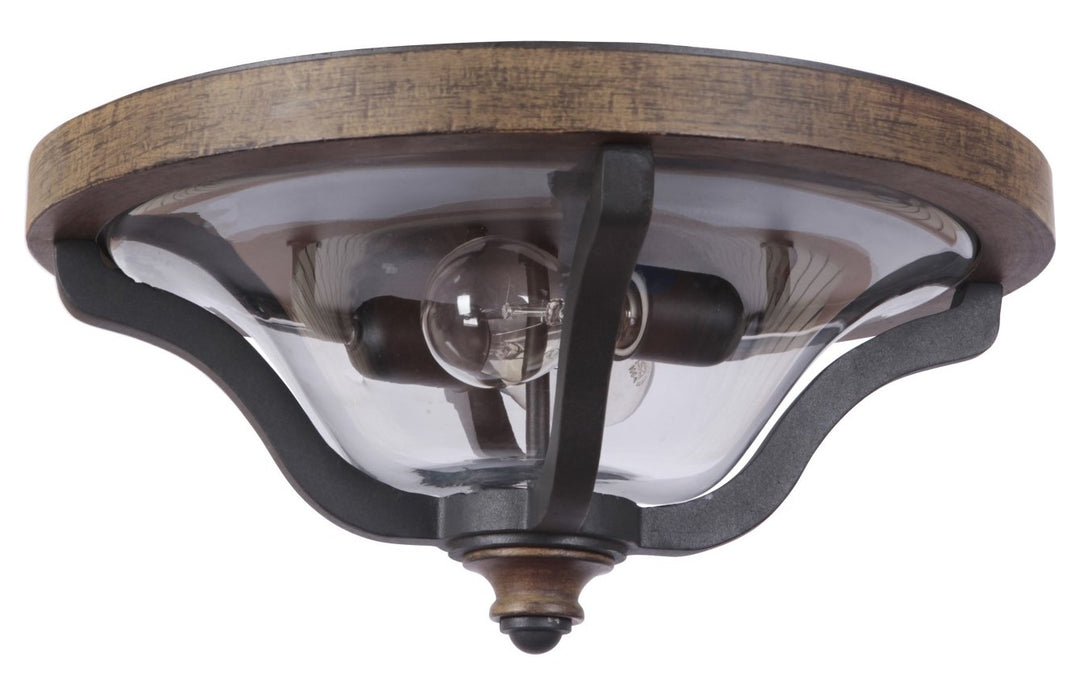 2 Light Outdoor Flushmount in Textured Black/Whiskey Barrel by Craftmade