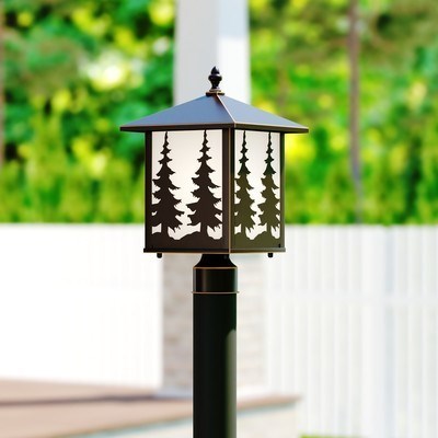 8-in Tree Outdoor Post Light Burnished Bronze