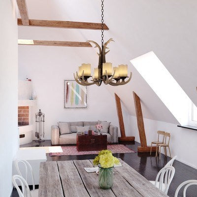 6L Antler Chandelier Black Walnut