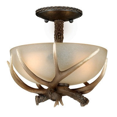12-in Antler Semi Flush Ceiling Light Black Walnut by Vaxcel International