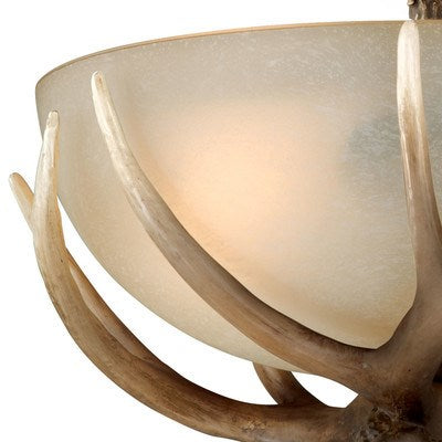 12-in Antler Semi Flush Ceiling Light Black Walnut