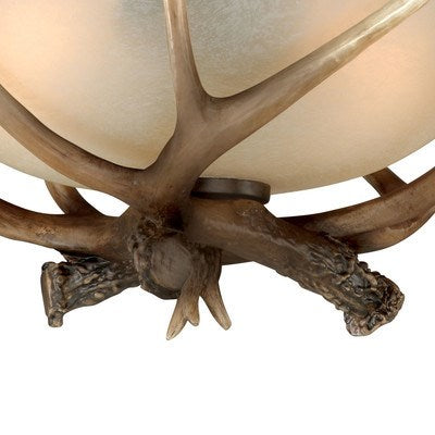 12-in Antler Semi Flush Ceiling Light Black Walnut